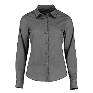 Kustom Kit Ladies Long Sleeve Tailored Poplin Shirt - Graphite Grey