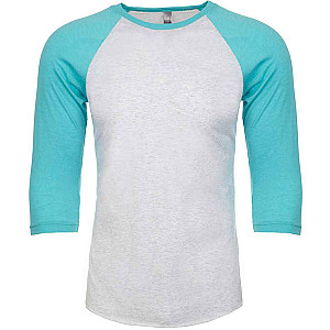 Next Level Apparel Unisex Tri-Blend 3/4 Sleeve Raglan T-Shirt - Tahiti Blue/Heather White