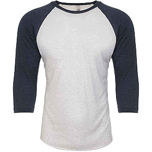 Next Level Apparel Unisex Tri-Blend 3/4 Sleeve Raglan T-Shirt - Indigo/Heather White