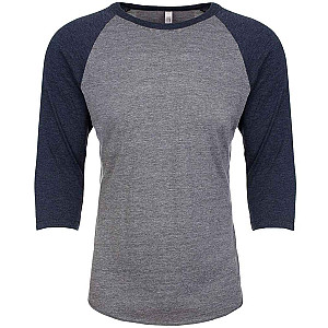 Next Level Apparel Unisex Tri-Blend 3/4 Sleeve Raglan T-Shirt - Vintage Navy/Premium Heather