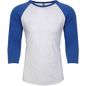 Next Level Apparel Unisex Tri-Blend 3/4 Sleeve Raglan T-Shirt - Vintage Royal Blue/Heather White