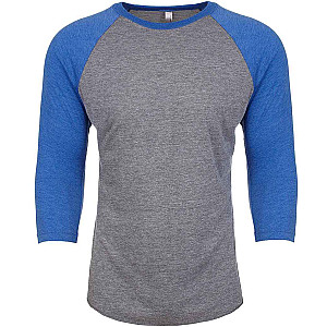Next Level Apparel Unisex Tri-Blend 3/4 Sleeve Raglan T-Shirt - Vintage Royal Blue/Premium Heather
