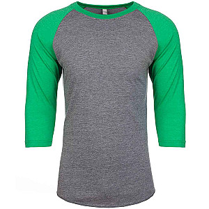 Next Level Apparel Unisex Tri-Blend 3/4 Sleeve Raglan T-Shirt - Envy/Premium Heather