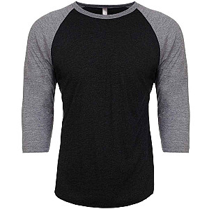 Next Level Apparel Unisex Tri-Blend 3/4 Sleeve Raglan T-Shirt - Premium Heather/Vintage Black