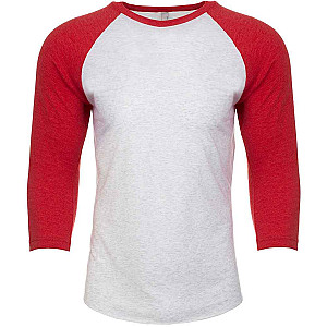 Next Level Apparel Unisex Tri-Blend 3/4 Sleeve Raglan T-Shirt - Vintage Red/Heather White