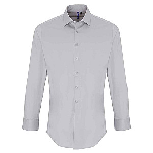 Premier Long Sleeve Stretch Fit Poplin Shirt - Silver