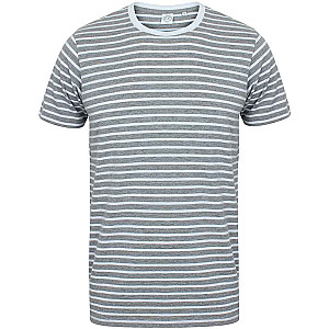 SF Unisex Striped T-Shirt - Heather Grey/White