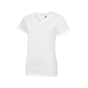 Ladies Classic V Neck T Shirt - White